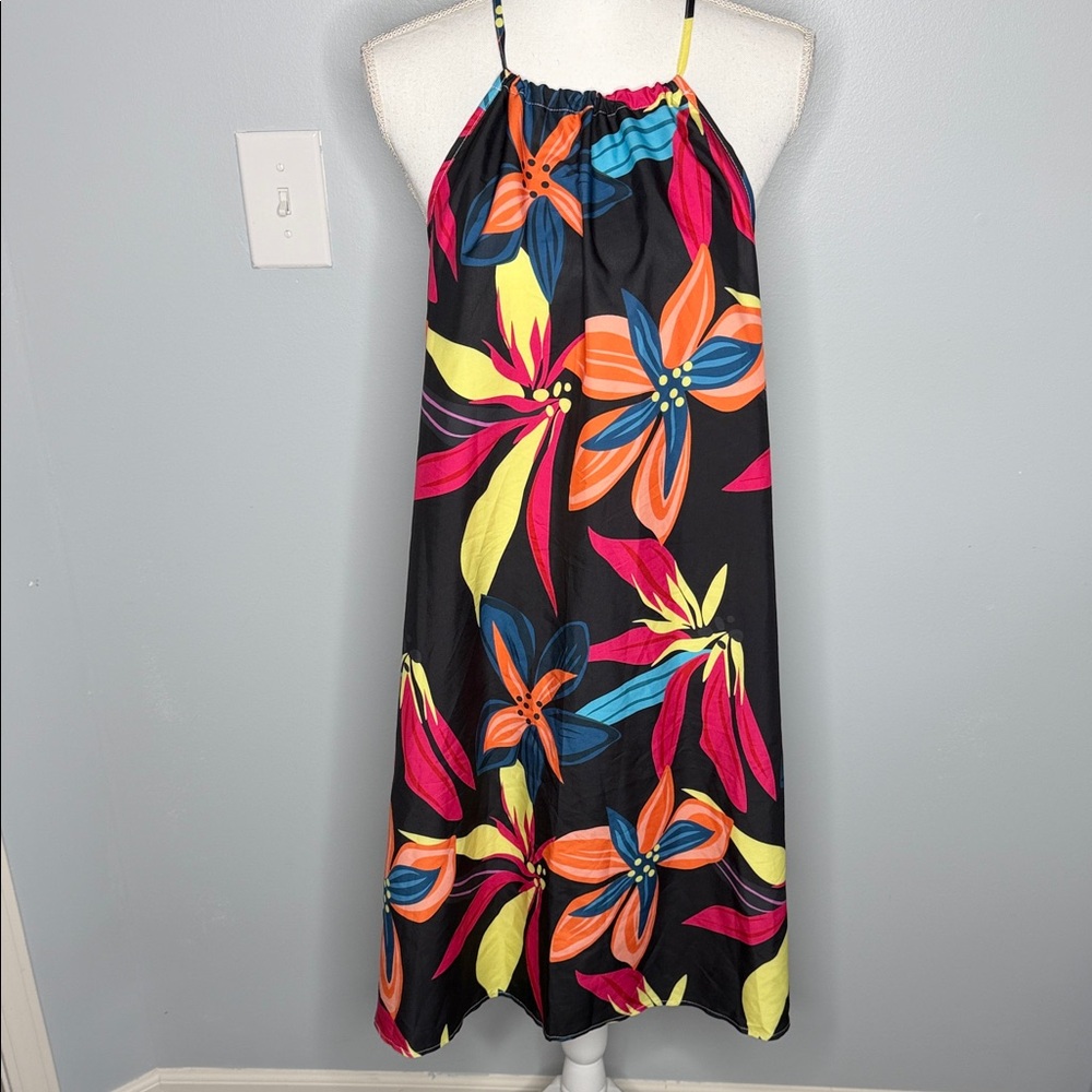 NWOT SHEIN Black Floral Midi Dress size 1XL